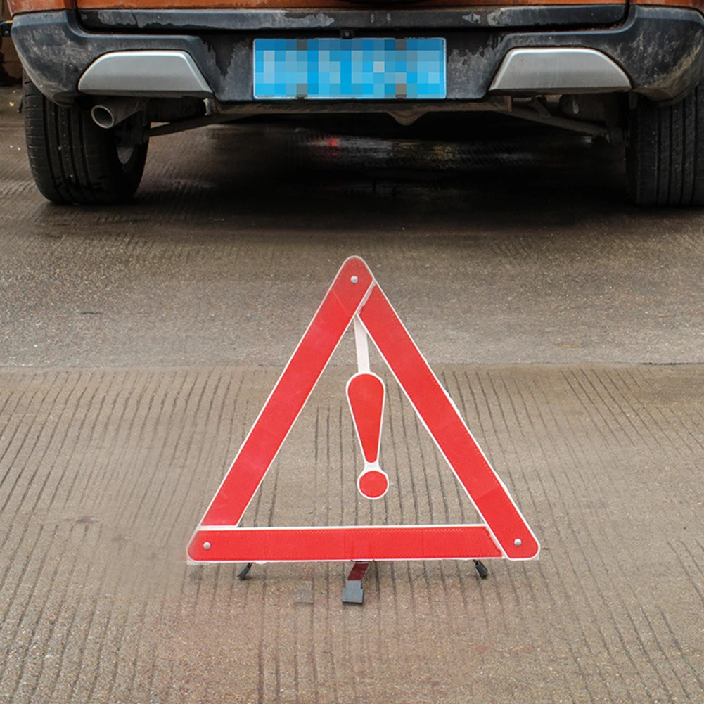 

Car Emergency Breakdown Warning Triangle Red Reflective Safety Hazard Car Tripod Folded Stop Sign Reflector Reflectante