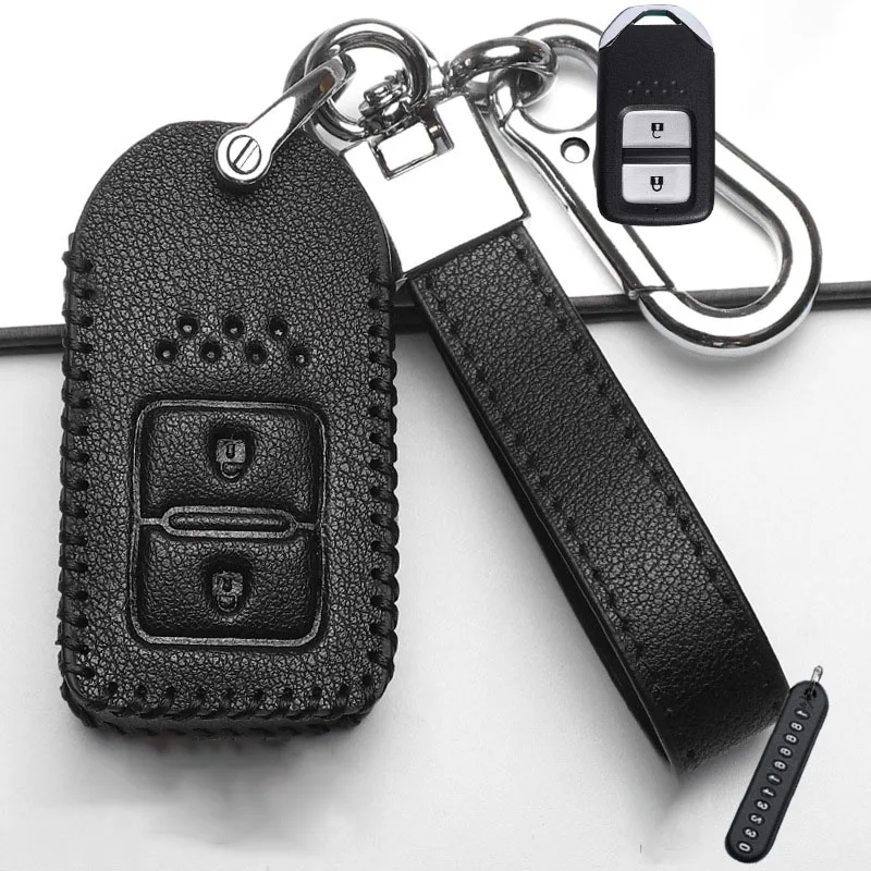 

Leather PU Car Key Case Cover Shell Fob For Honda Vezel City Civic BR-V HR-V CRV Freed Pilot Accord Jazz Jade Fit Crider Odyssey