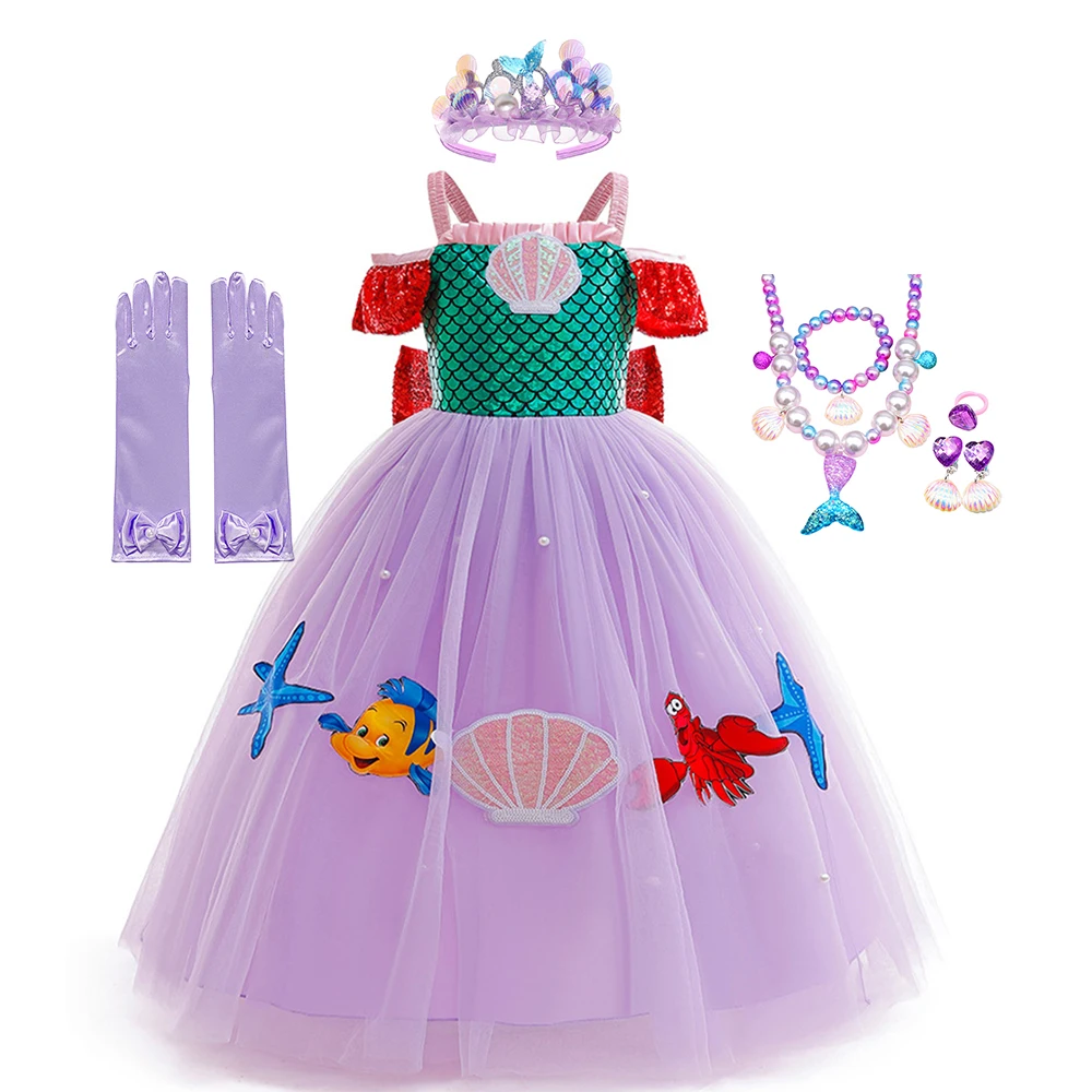 Платье принцессы для девочек на тему Диснея костюм Золушки Рапунцель нарядный