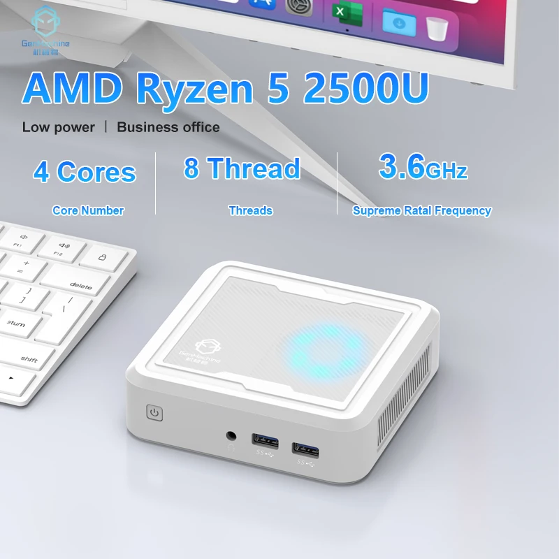 Мини-игровой Пк Genmachine Amd Ryzen 5 2500u До 65 Вт Ddr4 32 Гб Nvme Ssd Wi-fi5 Bluetooth 4 2 Встроенная Графика