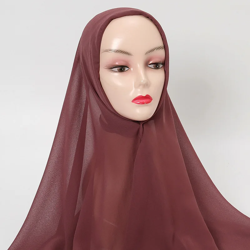 Fashion Chiffon Jersey Hijabs Long Muslim Shawl Plain Soft Turban Tie Head Wraps For Women Headscarves Hijab Africa Headband