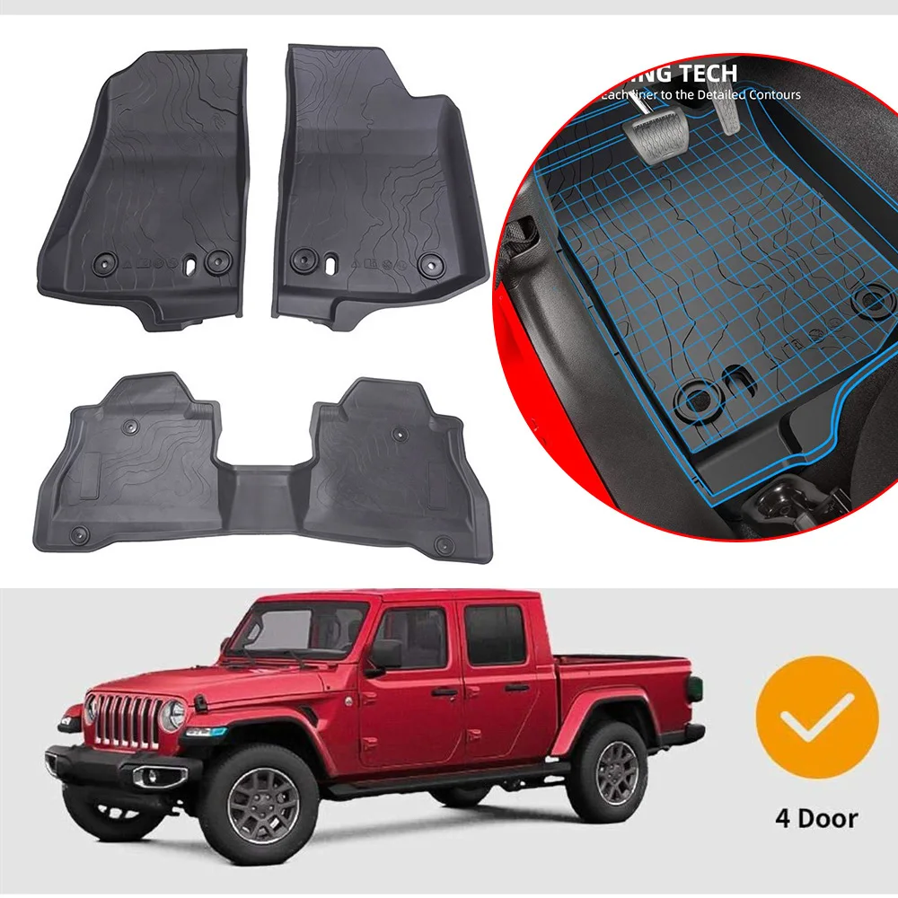 

Car Floor Mats for Jeep Gladiator JT 2019+ 4Door TPE All Weather Protection Line Truck Clenaing Accessories