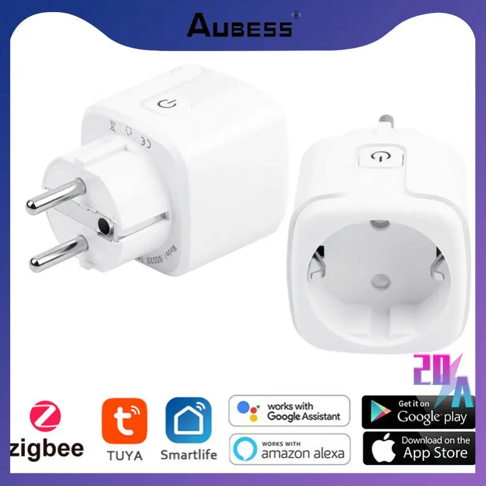 

Timing Function Zigbee Smart Plug 20a Eu Smart Plug Tuya Smart Socket Wireless Remote Smart Home Fire Retardant Voice Control