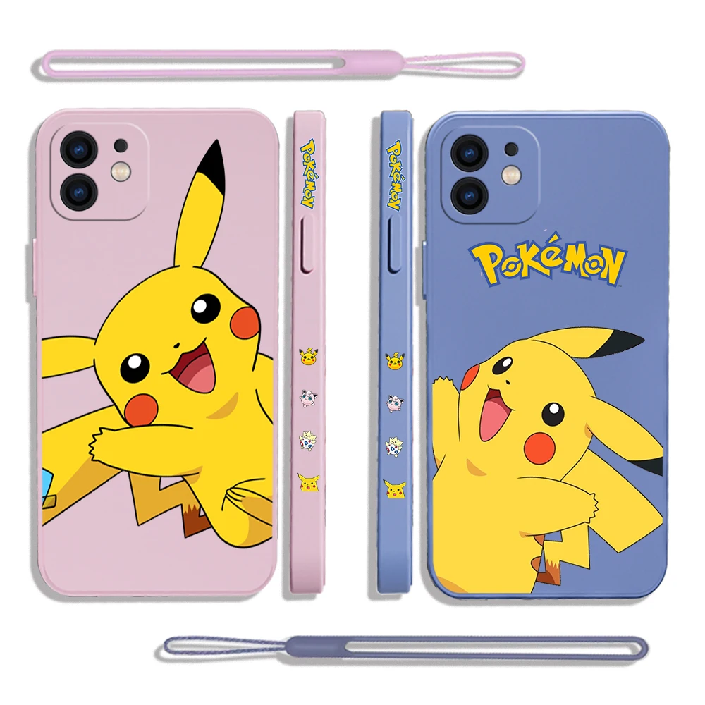 

Cartoon Anime Pikachu Phone Case For Samsung A81 A53 A50 A12 A22S A52 A52S A51 A72 A71 A32 A22 A20 A30 A21S 4G 5G With Lanyard