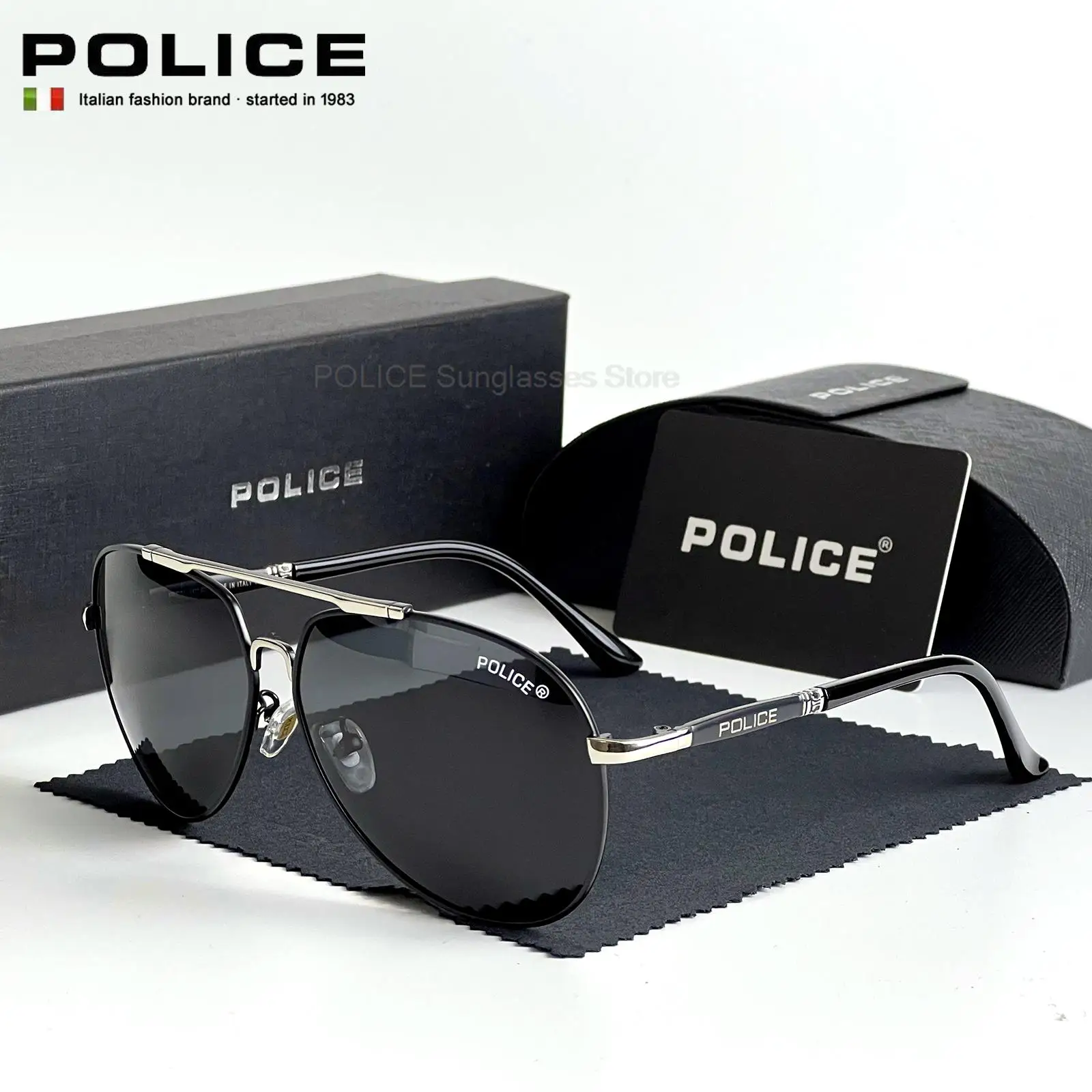 

POLICE Luxury Brand Fashion Polarized Retro Sunglasses Men Brand Designer Fishing Driving 3885