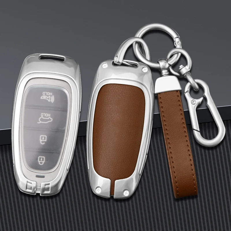 Кожаный брелок дистанционного управления из цинкового сплава для Hyundai Sonata Nexo DN8