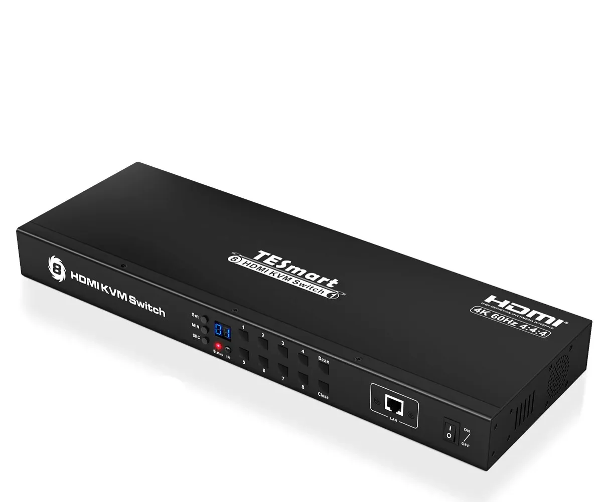 

YYHC TESmart UHD 4K @ 60 Гц 8in 1out HDMI коммутатор с USB 2,0 концентратор стерео аудио Hotkey 8 Way KVM переключатели hdmi 8-портовая коробка