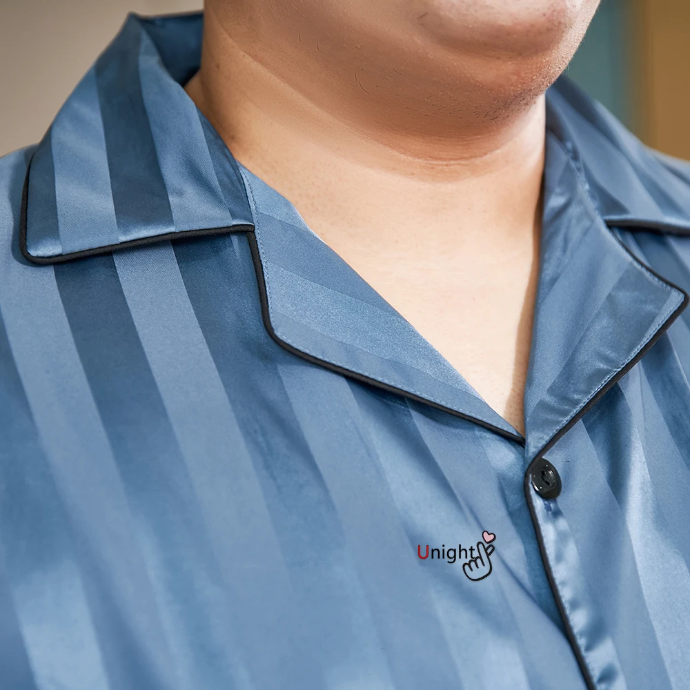 Men's Pajamas Set Autumn oversized Men Sleepwear Silk Men's Long Sleeve Nightwear Top+Long Pant Homewear Pijama Home Clothing