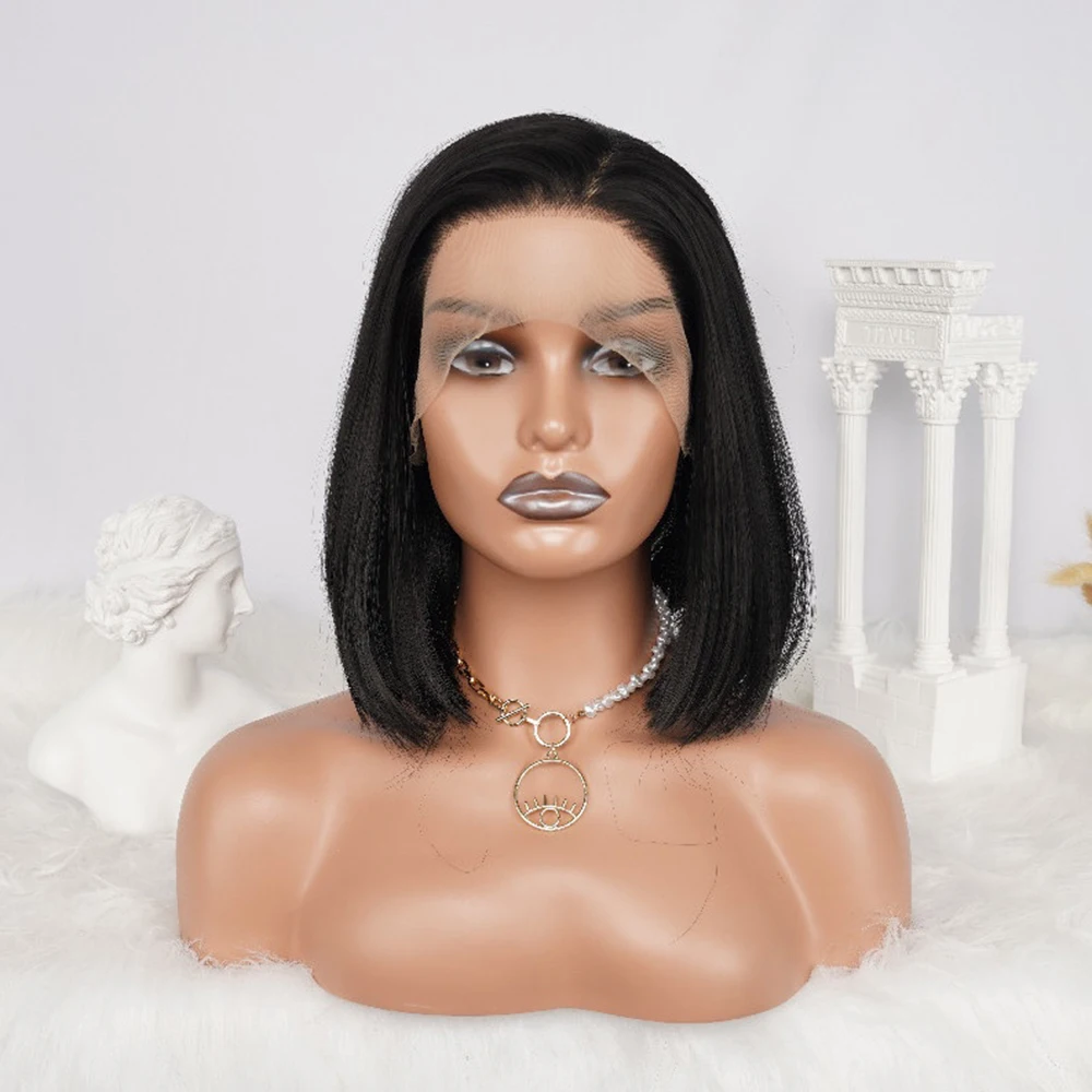 

Bob Short Straight Wig 13x4 Lace Glueless Hairline Wigs Synthetic Lace Wigs For Women Pre Plucked Heat Resistant Daily Cosplay