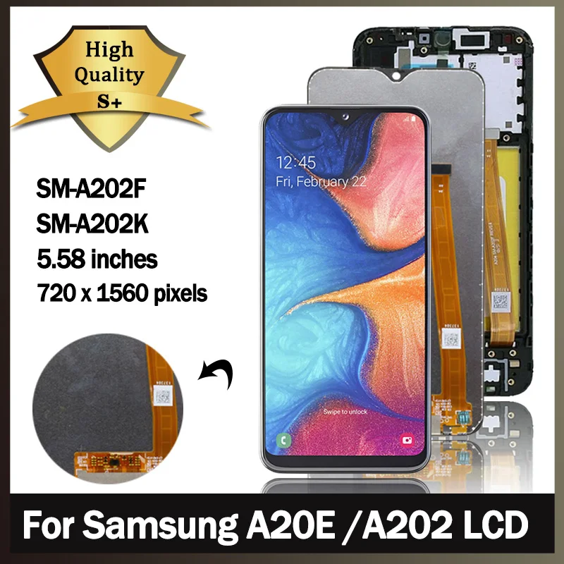 Оригинальный дисплей 5,8 'для Samsung Galaxy A20e LCD A202 A202F A202K, дисплей с сенсорным экраном и дигитайзером в сборе, SM-A202F/DS, сменный ЖК-дисплей
