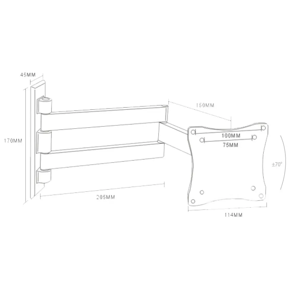 ТВ Кронштейн Arm media LCD-7101 white (Наклонно-поворотный диагональ экрана 10-26 дюймов/25-66 см
