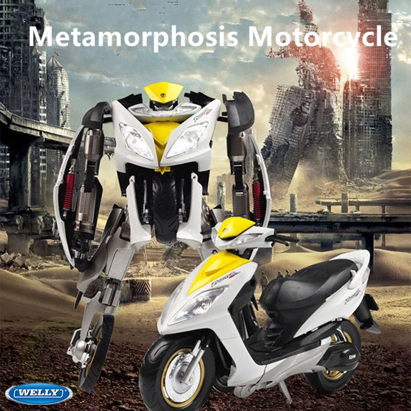

Welly New Alloy Deformable Robot Motorcycle Model Simulation Metal Motorcycle Becomes Robot Science Fiction Toy Model Kids Gifts