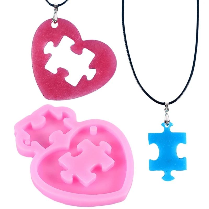 

Heart Puzzle Shape Epoxy Resin Mold Earrings Dangler Casting Silicone Mould Gift