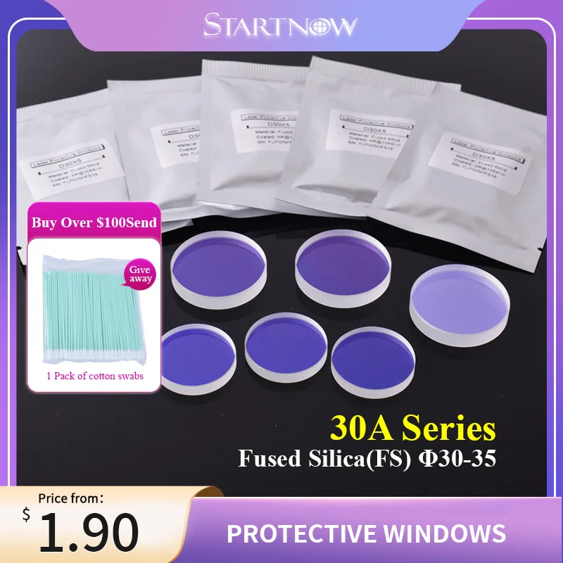 

Startnow Lens For Fiber Laser Protection Windows Quartz HANS 30*5 34x5 For Precitec Lasermech Laser Cutting Machine Accessories