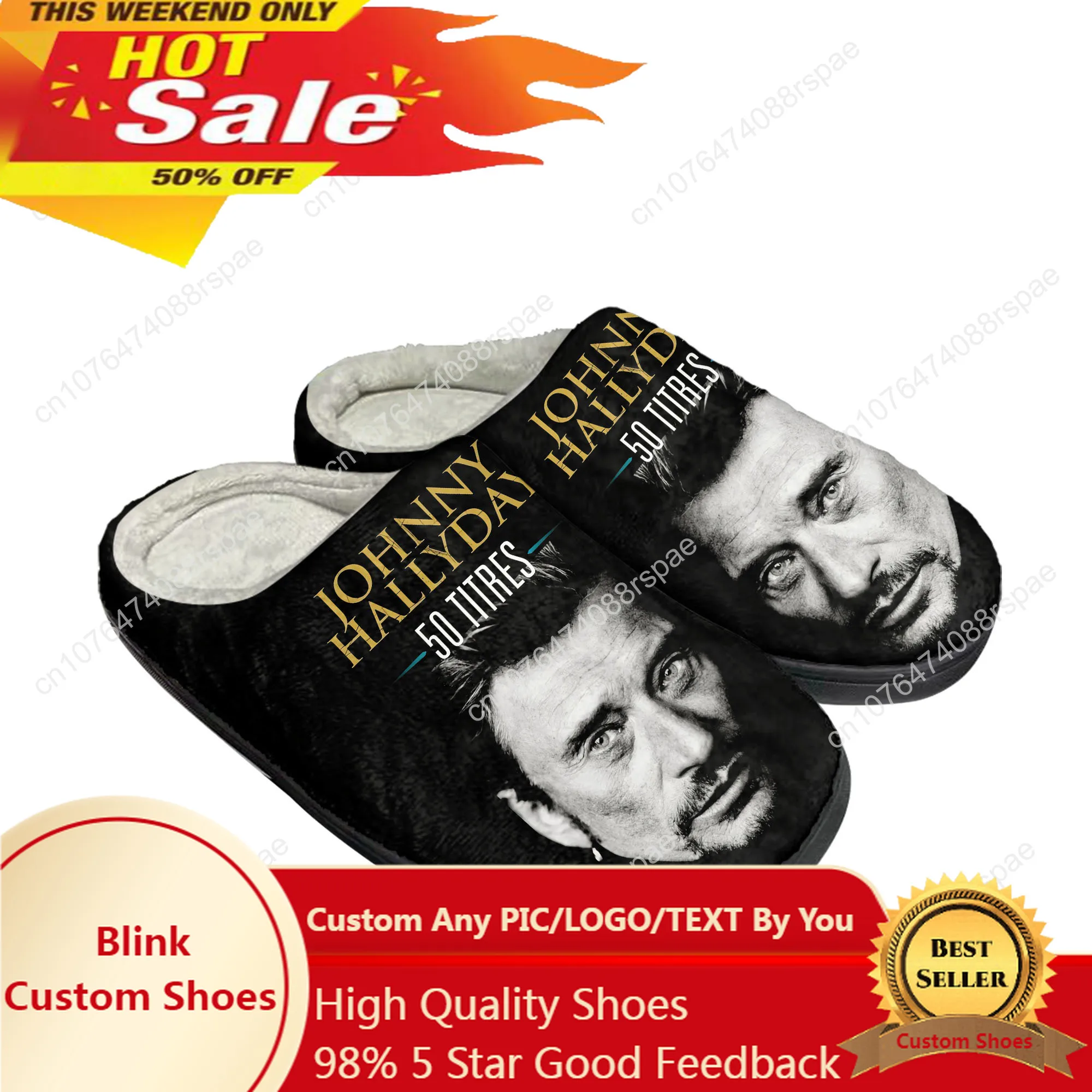 

Johnny Hallyday Rock Singer Home Cotton Custom Slippers Mens Women Sandals Plush Casual Keep Warm Shoes Non-Slip Thermal Slipper