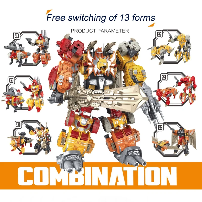 

Anime Figure Predaking Six In One Action Figure Crazy Beast Form Transformation Combination Team Assembly Robot Model Toy Gifts