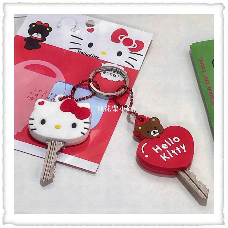 

2 Pieces/pack New Sanrio Anime Melody Pompom Purin Hello Kitty Kawaii Key Holder Cute Girl Bag Pendant Soft Keychain Gift