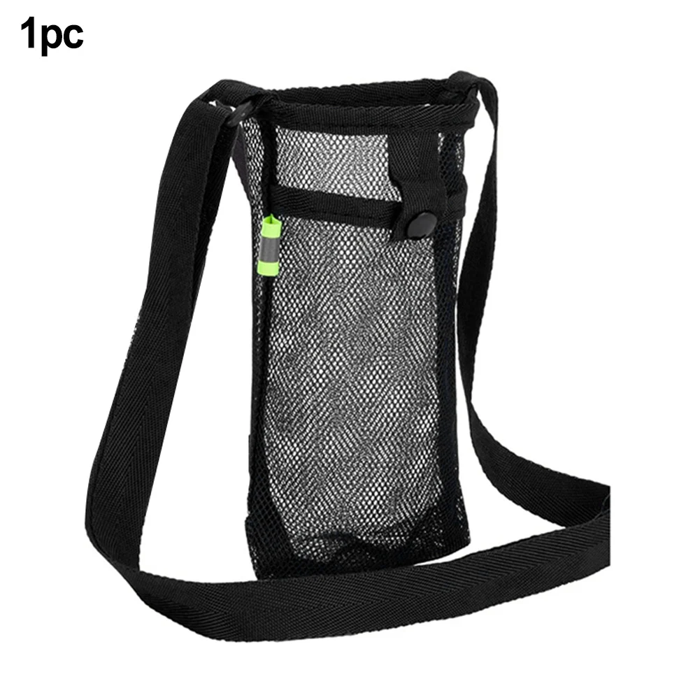 Cup Holder Bag For Hiking Cycling Camping Mesh Net Bag Shoulder Bag Water Bottle With Adjustable Shoulder Strap