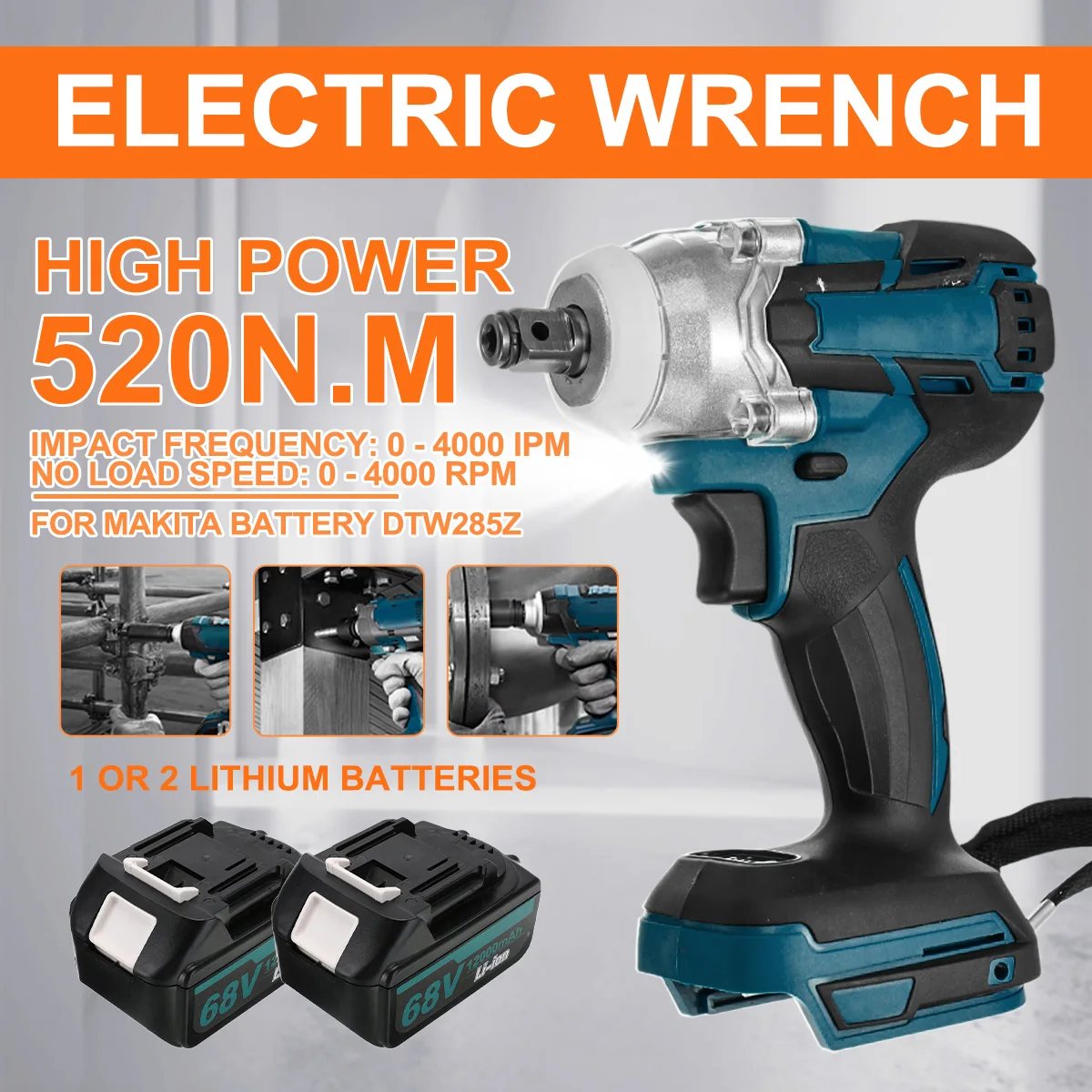 

Brushless Cordless Impact Wrench Electric Screwdriver SpeedRechargable Drill Driver Home Power Tool For Makita 18V Battery