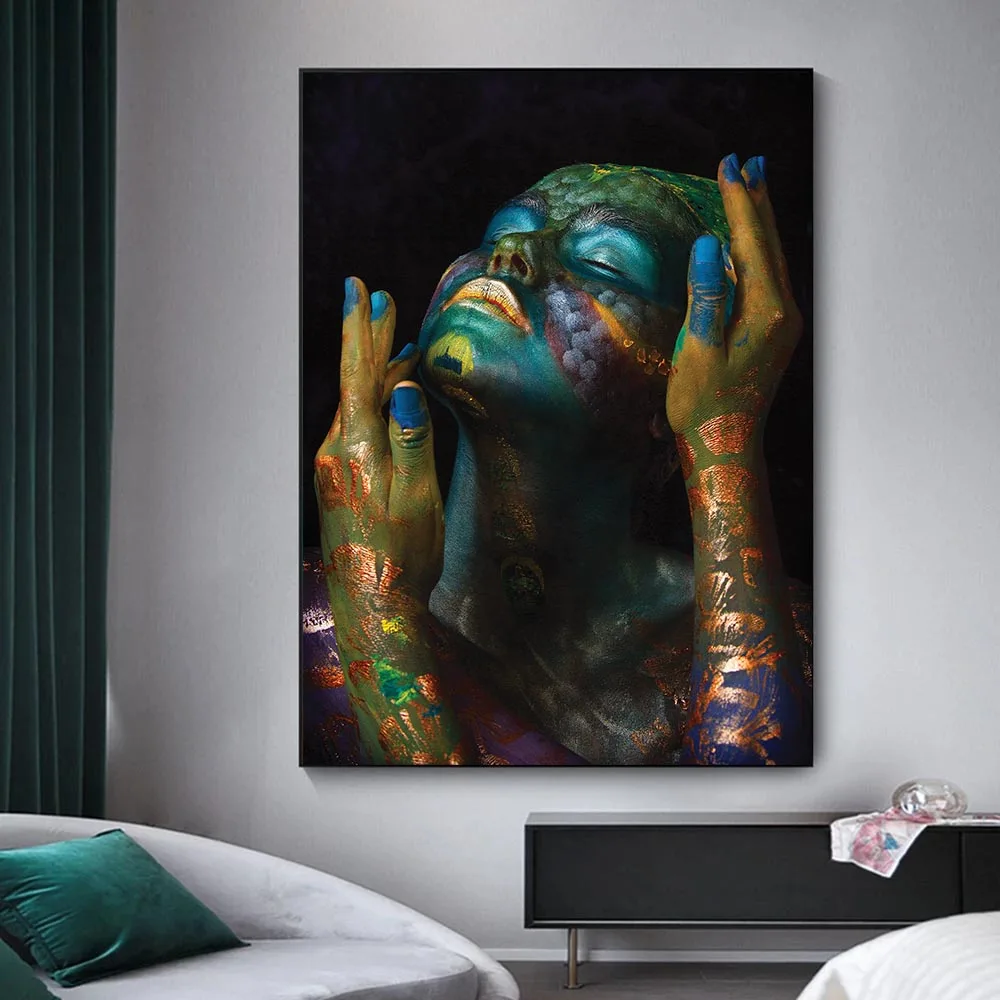 

Black Woman Wall Art Canvas Painting Face Body Portrait Wall Art Decor Room Aesthetic Posters And Prints Pictures for Home Decor