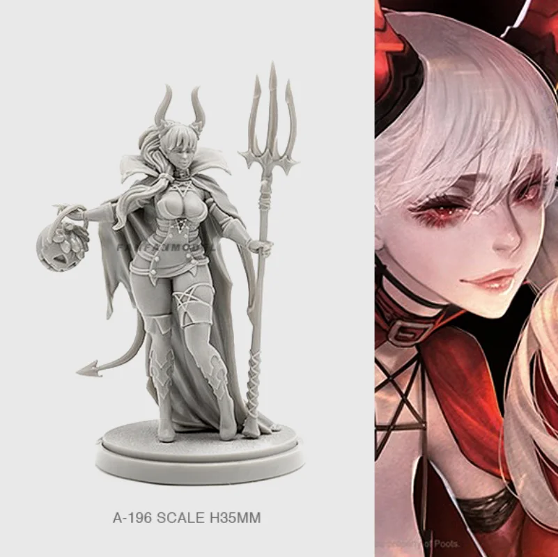 

NX Devil Girl Resin Figure Bust Statue Model Kit Tumei Colorless Self-Assembling Resin Puppet Soldier Movable Figure 38mm