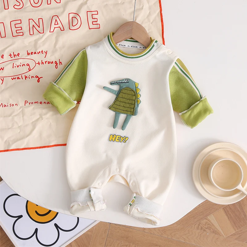 

2023 Spring Baby Clothes Long Sleeve Cotton Newborn Rompers Cartoon Dinosaur Clothes for Infant Boy Kids Outfit Baby Costume