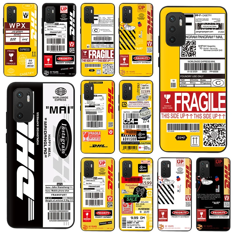 

For Redmi Note 11 Pro Plus 5G 10 9 9S 9T 11T 11S 11E Simple Dhl Express Label Matte Phone Case Xiaomi Redmi 10C 8 9A 9C Cover