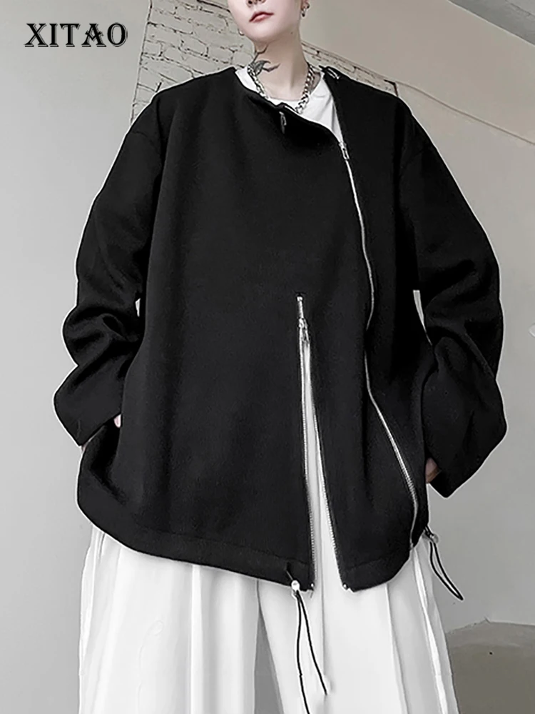 

XITAO Женский Повседневный свитер, свободный, модный, необычный, на молнии, с украшением, пуловер, топ, осень, новинка, WLD9145