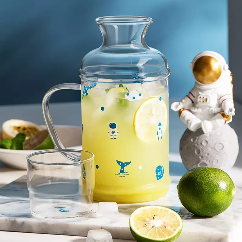 

1000ML Cold Kettle Set Glass Cool Kettle Cup Household Water Filling Large Capacity Heat-resistant Juice Jug kitchen gadget set