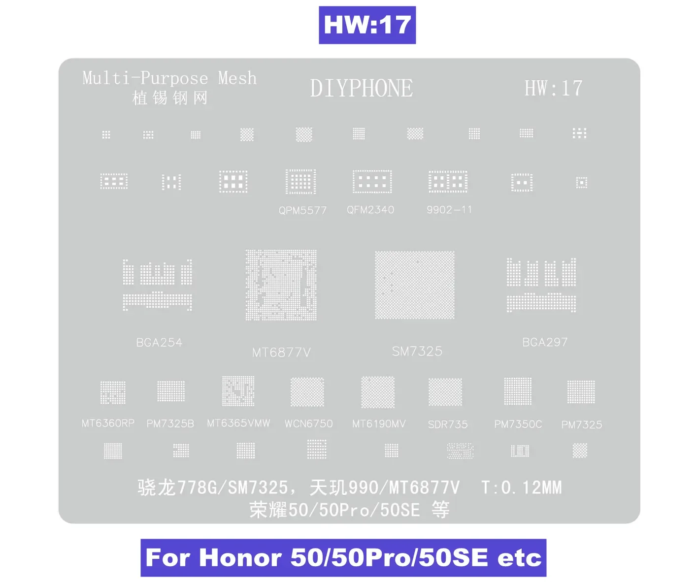 Флейта для реболлинга Kirin 9000S HI36A0 Huawei Mate 60/60Pro/60RS/X5/Honor X30 /V20/Magic 2 CPU PCB IC стальная
