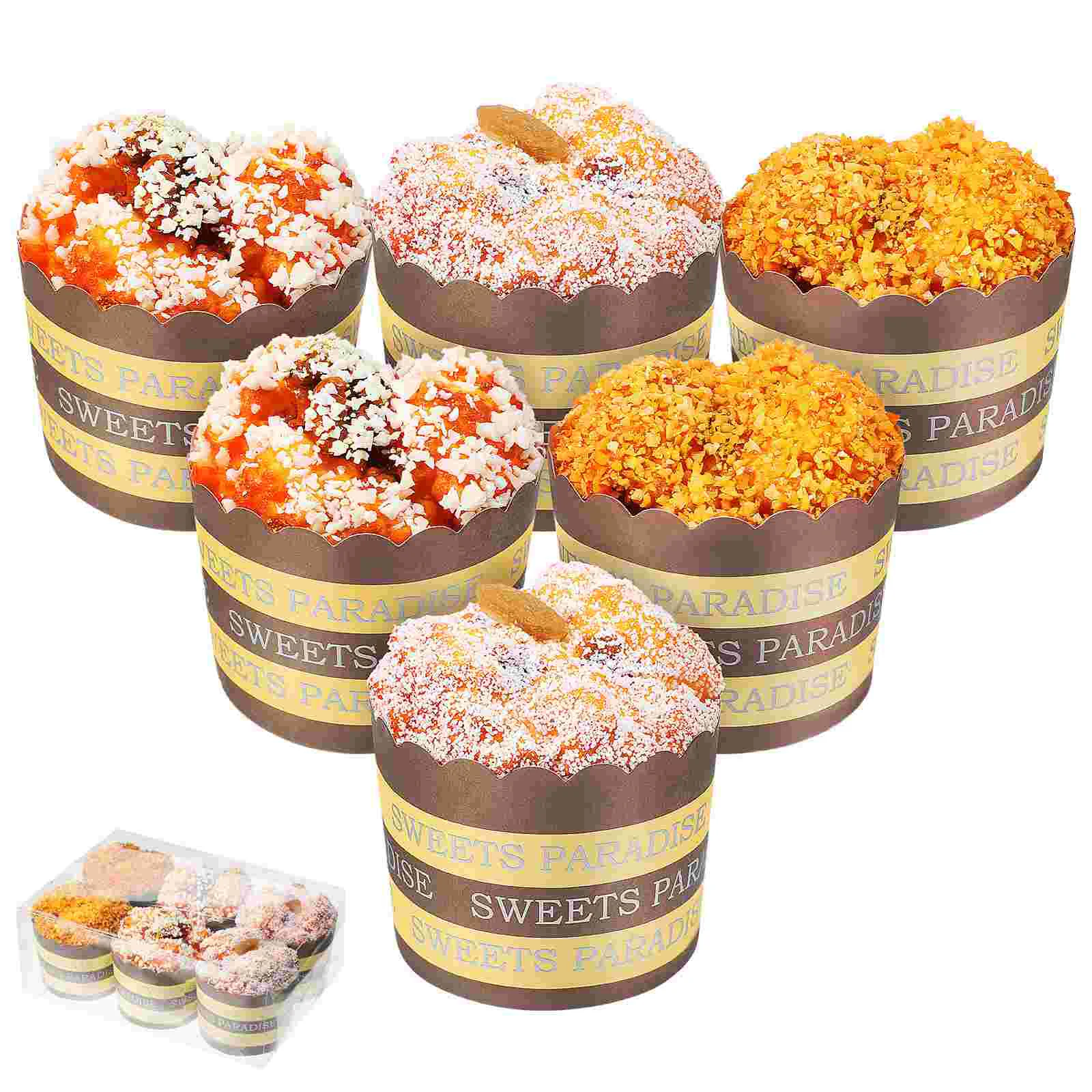 

6 Pcs Simulation Cupcake Artificial Dessert Model Cakes Models Photo Props Oats Tabletop Decor Lifelike Fake Home Decors