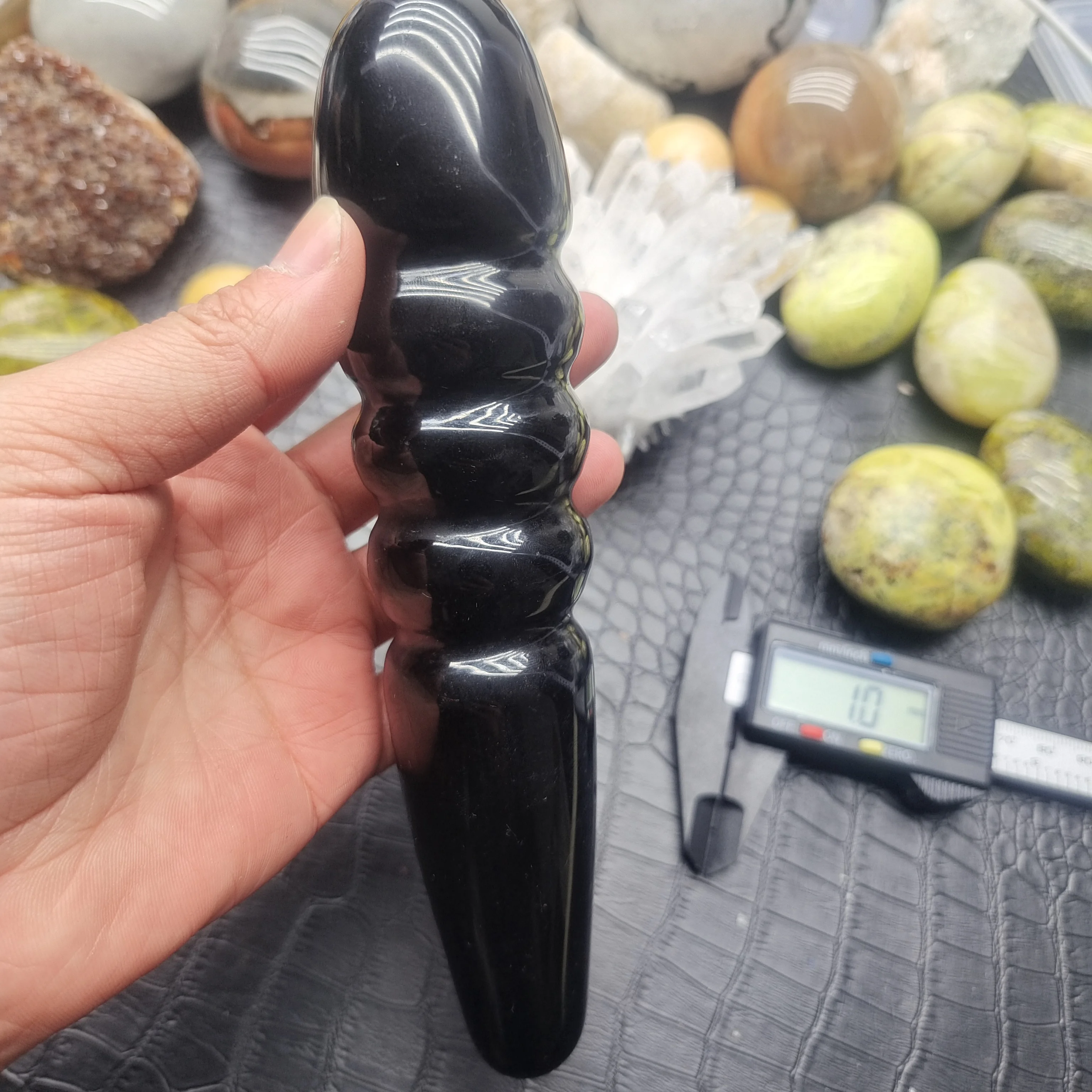 

18-20cm 1pc Natural black obsidian Crystal Stone Face Massage Stick/ Yoni Wand Slim Facial relax Stone Massage & Relaxation