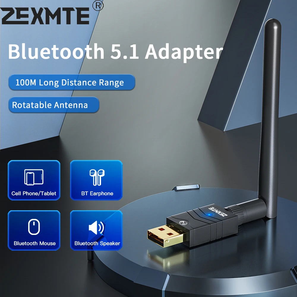 Zexmte USB Bluetooth 5 1 адаптер для ПК динамик мышь Музыка Аудио приемник передатчик + EDR
