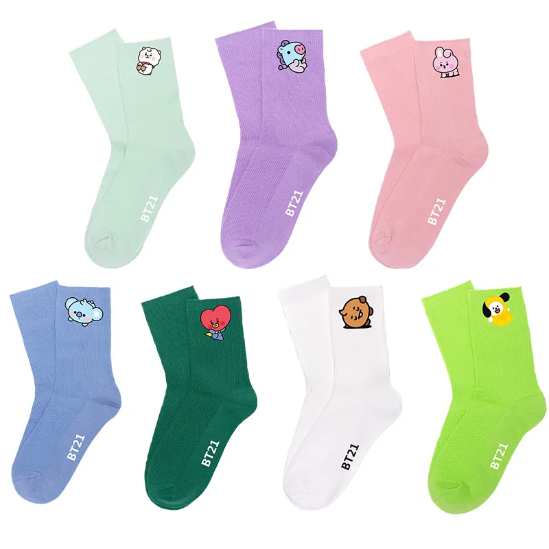 

Мультяшные Bt21 серии, хлопковые раньше теплые чулки, осенние и зимние шерстяные носки, спортивные носки, женские носки, подарок на день рожде...