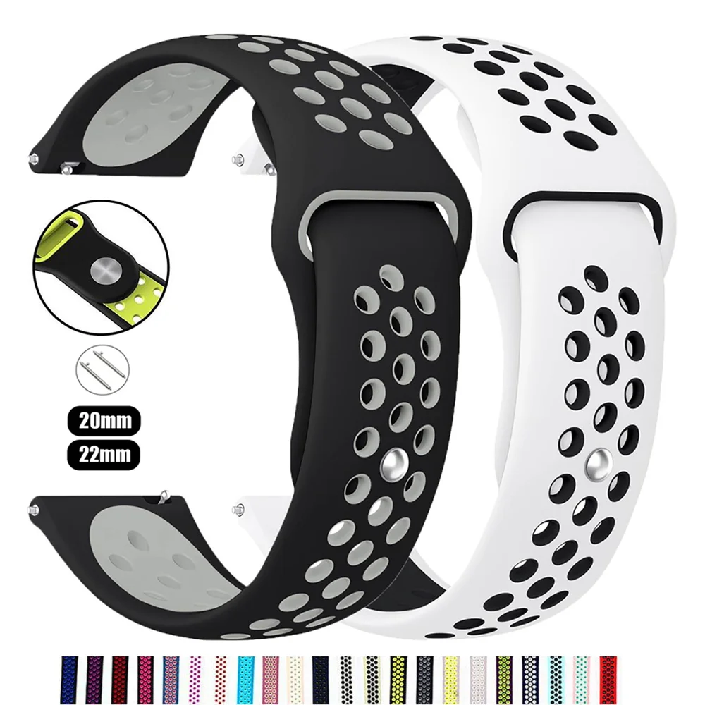 Силиконовый ремешок для Samsung Galaxy Watch 7-FE-6-5-pro-4-Classic/active 2 спортивных отверстия