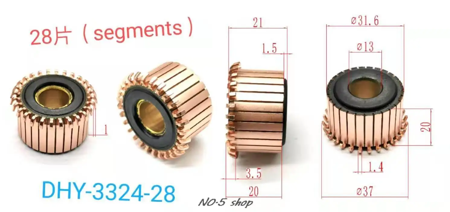 

5pcs 31.6x13x20(21)x28P Copper Bars Electric Motor Commutator