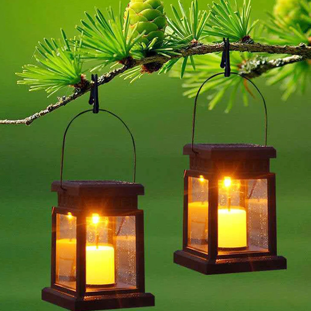 

Solar Powered Lamp Retro Lantern Candle Twinkle Lamp LED Solar Light Outdoor Garden Hanging Flashing Lamp Decoration