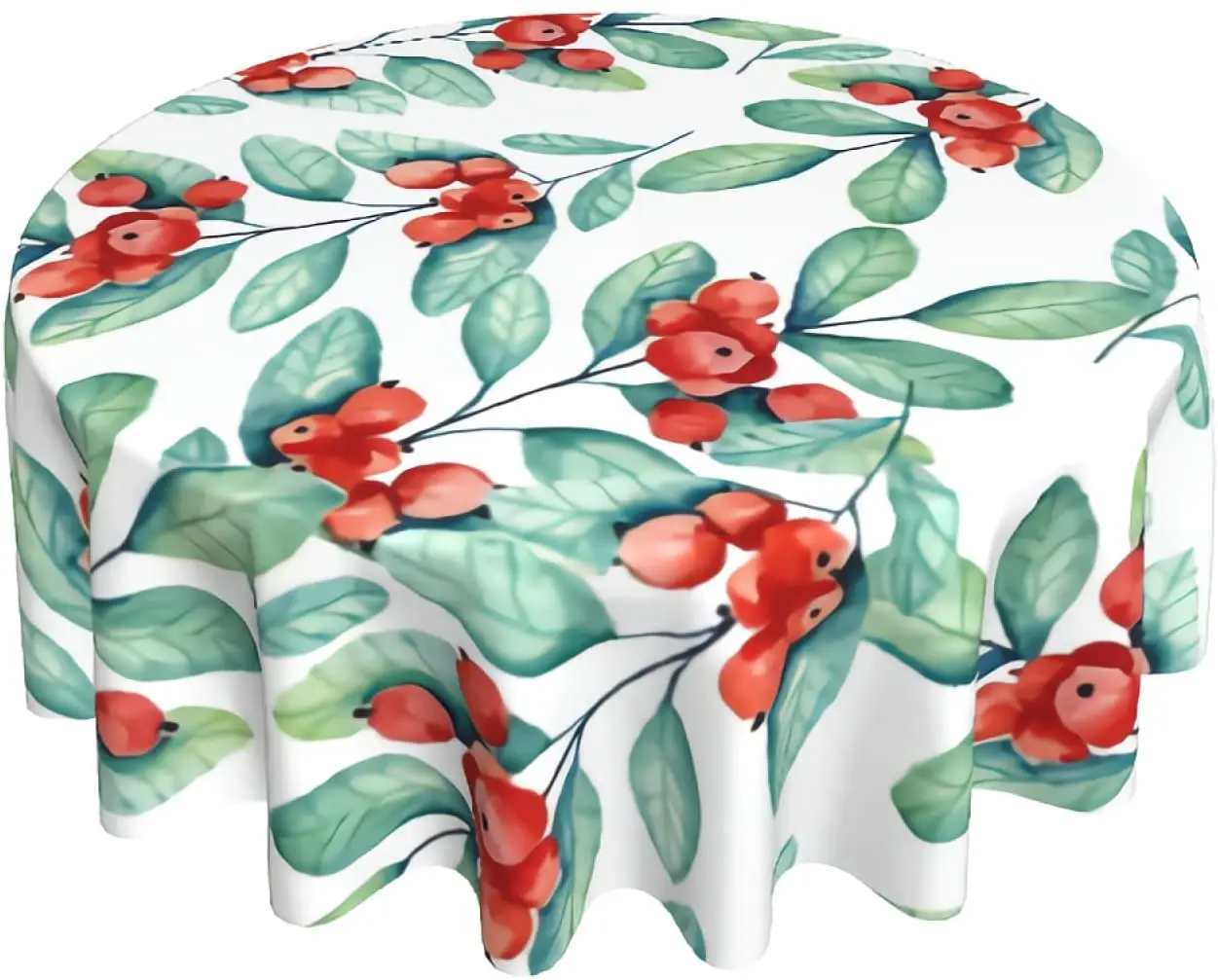 

Watercolor Green Leaves Round Tablecloth 60 Inch Spring Summer Table Cloth Cover Washable Polyester Table Cloth Suitable