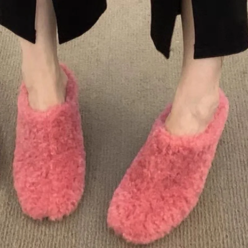 

Тапочки Женские однотонные с круглым носком, мягкие хлопковые шлепанцы, без застежки, для улицы, осень 2023