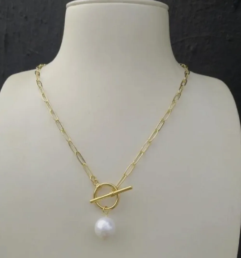 Красивое ожерелье с белым жемчугом в стиле барокко 10-11 мм ААА + 14 к 9-10 11-12