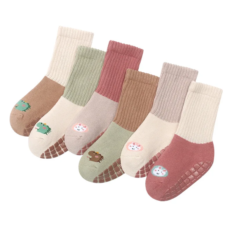 

3 Pcs/lot Autumn and Winter Children's Socks Cartoon Baby Girls Socks Non-slip Toddler Floor Socks Thicken Warm Baby Boys Socks