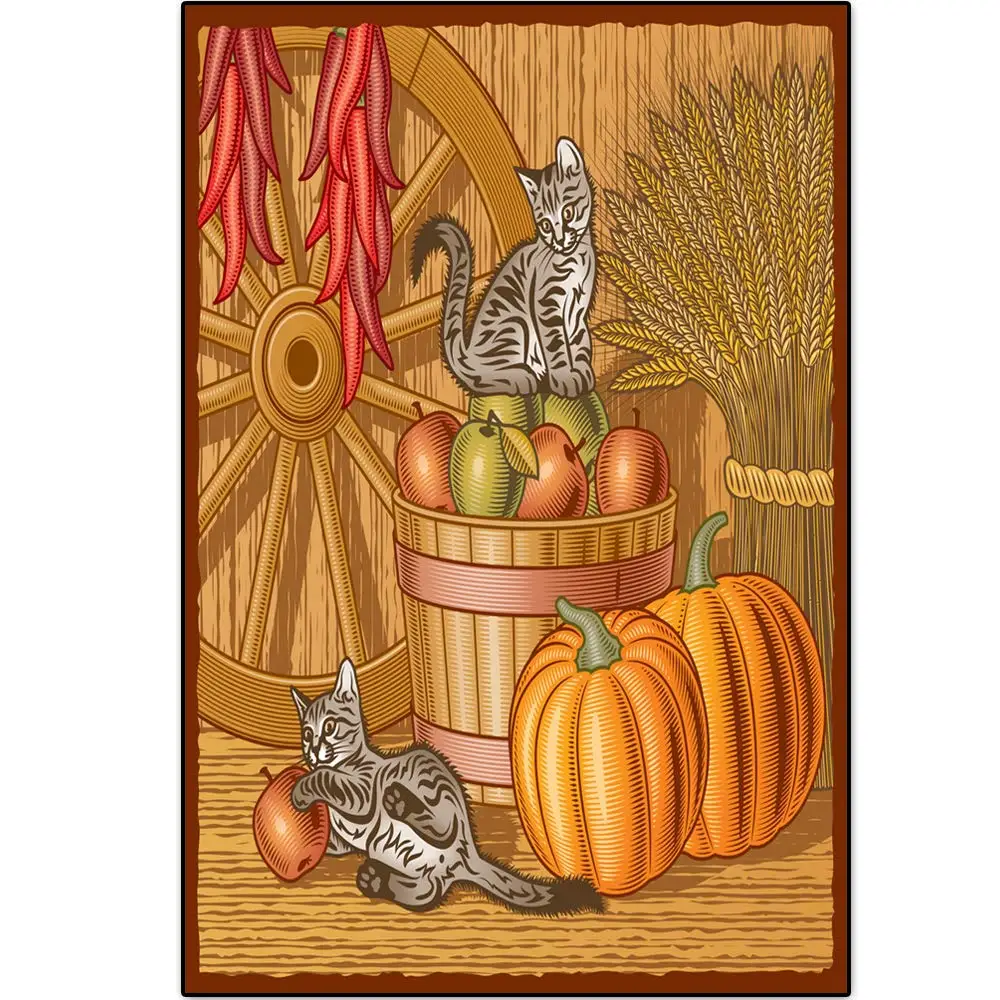 

Vintage Design Cat and Fruit Vegetable Tin Metal Signs Wall Art | Thick Tinplate Print Poster Wall Decoration for Kitchen