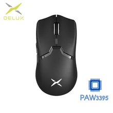 Delux PC 게이머용 무선 게이밍 마우스, 블루투스 트라이 모드 연결, 26000DPI Huano 핑크 스위치 매크로 마우스, M800 PRO PAW3395