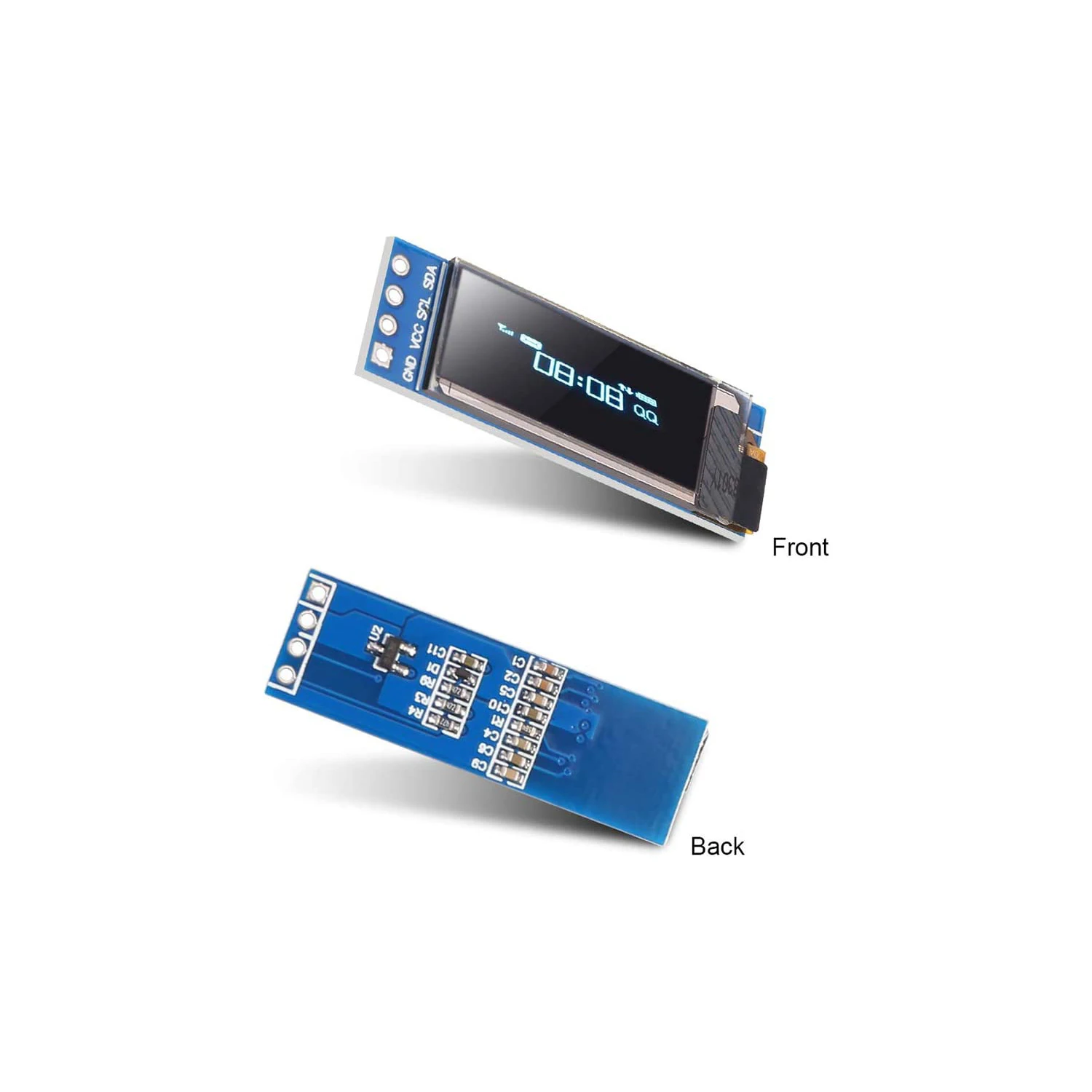 Фото Модуль дисплея IIC I2C OLED 0,91 дюйма, 12832 дюйма, I2C 0,91x32 SSD1306, модуль ЖК-дисплея, синий драйвер OLED-экрана I2C, 10 шт. №2