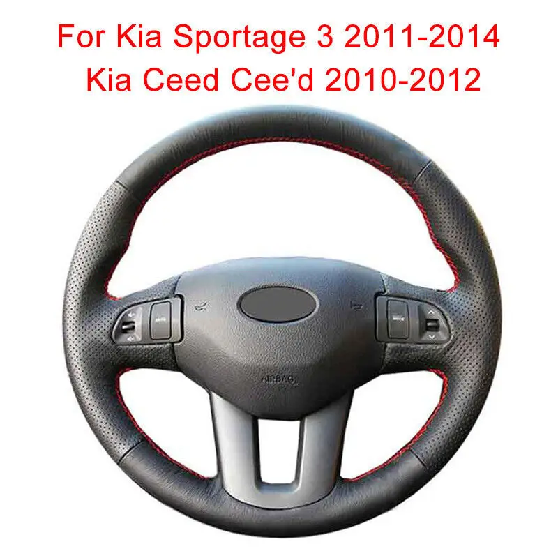 

Non-slip Durable Black Leather Car Steering Wheel Cover For Kia Sportage 3 Ceed