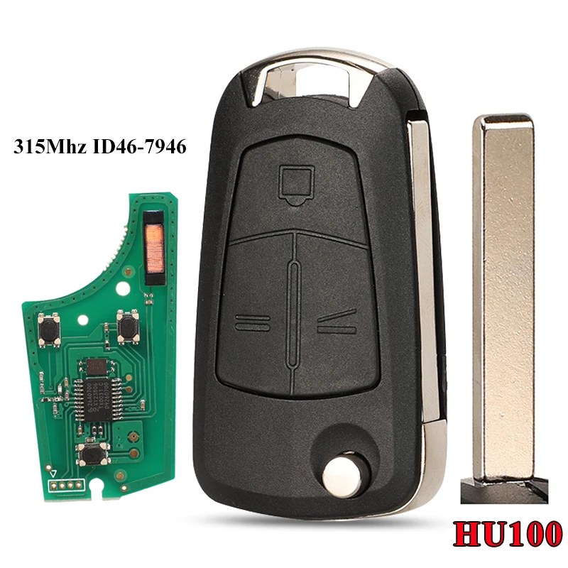 

Ключ дистанционного управления jingyuqin Flip с 3 кнопками ASK 315 МГц PCF7946 для Vauxhall/Opel Vectra C, Signum 2003-2007 Uncut HU43/HU100