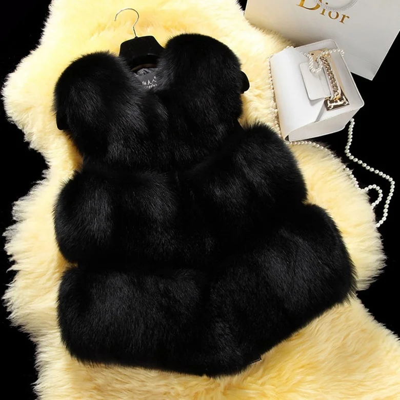 ICCLEK 2019 new imitation fox hair stitched Pu fur vest short rabbit hair vest waistcoat large women's special price
