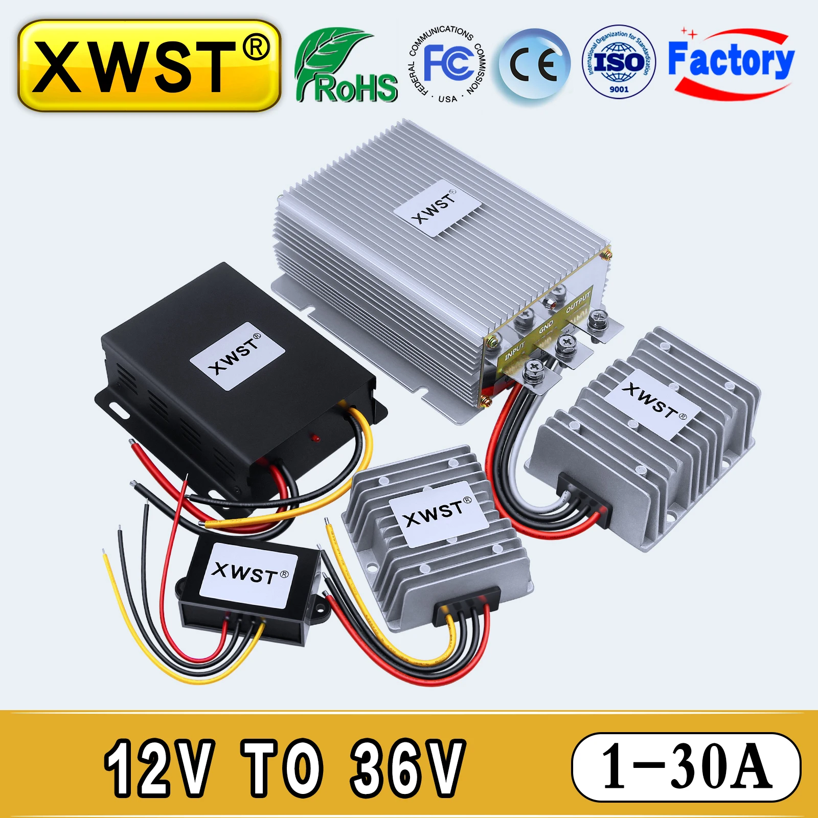 

XWST Waterproof 12V to 36V DC to DC Converter Step Up Boost Power Inverter Stabilizer 1-30A Voltage Regulator Transformer Module