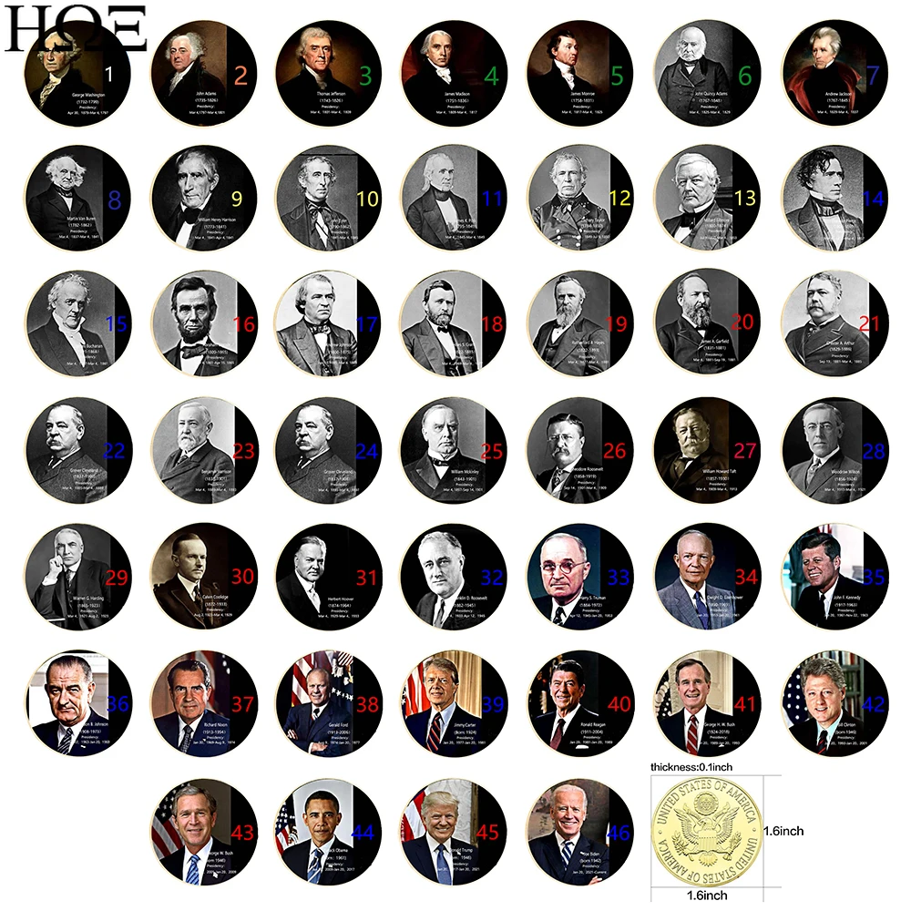 46pcs/set of U.S. Presidents Commemorative Coins Biden Trump U.S. 46 Presidents Suit Challenge Coins Commemorative Craft Gifts