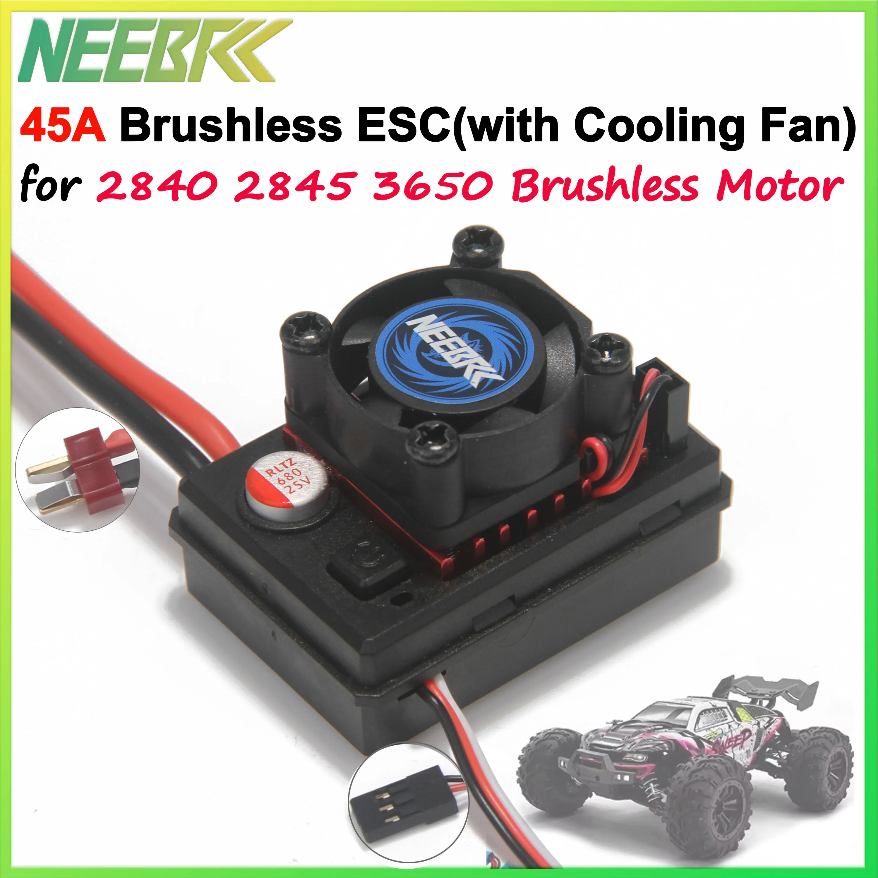 Фото 45A 6V/3A Бесщеточный водонепроницаемый ESC T Plug 2-3S для радиоуправляемого автомобиля 2845 Двигатель SCY 16101 Pro MJX HYPER GO 14210 16210 WLtoys Обновление деталей №1